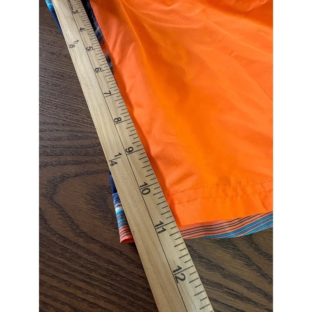 Op Swim Trunks Kids‎ XL 14-16 Orange Blue Striped Excellent Cargo Pocket Shorts